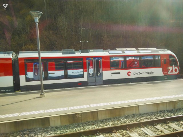 The bright red Swiss Rail